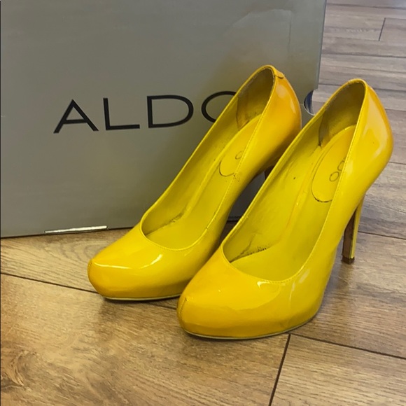 Bright Yellow Patent Leather Pumps